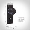 Reeded Door Knob, Ripley Key Plate, Matt Black