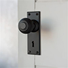 Reeded Door Knob, Ripley Key Plate, Matt Black