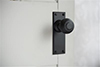 Reeded Door Knob, Ripley Plain Plate, Matt Black