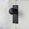 Reeded Door Knob, Ripley Plain Plate, Matt Black