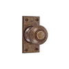 Reeded Door Knob, Ripley Short Plate, Antiqued Brass