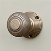 Reeded Door Knob, Reeded Plate, Antiqued Brass