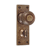 Reeded Door Knob, Bristol Privacy Plate, Antiqued Brass