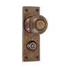 Reeded Door Knob, Bristol Privacy Plate, Antiqued Brass