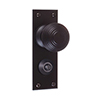 Reeded Door Knob, Bristol Privacy Plate, Matt Black