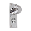 Reeded Door Knob, Bristol Privacy Plate, Nickel