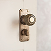 Reeded Door Knob, Ilkley Privacy Plate, Antiqued Brass