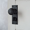 Reeded Door Knob, Ripley Privacy Plate, Matt Black