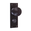 Reeded Door Knob, Ripley Privacy Plate, Matt Black