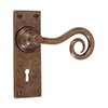 Curled Handle, Bristol Keyhole Plate, Antiqued Brass