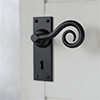 Curled Handle, Bristol Keyhole Plate, Matt Black