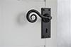 Curled Handle, Bristol Keyhole Plate, Matt Black