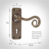 Curled Handle, Ilkley Keyhole Plate, Antiqued Brass