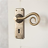 Curled Handle, Ilkley Keyhole Plate, Antiqued Brass