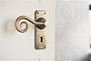 Curled Handle, Ilkley Keyhole Plate, Antiqued Brass