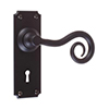 Curled Handle, Ilkley Keyhole Plate, Matt Black