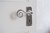 Curled Handle, Ilkley Keyhole Plate, Nickel