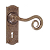 Curled Handle, Nowton Keyhole Plate, Antiqued Brass
