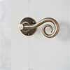 Curled Handle, Reeded Plate, Antiqued Brass