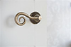 Curled Handle, Reeded Plate, Antiqued Brass