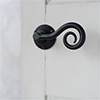 Curled Handle, Reeded Plate, Matt Black