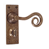 Curled Handle, Bristol Privacy Plate, Antiqued Brass