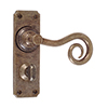 Curled Handle, Ilkley Privacy Plate, Antiqued Brass