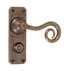 Curled Handle, Ilkley Privacy Plate, Antiqued Brass