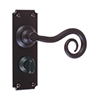 Curled Handle, Ilkley Privacy Plate, Matt Black