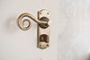 Curled Handle, Nowton Privacy Plate, Antiqued Brass