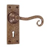 Scrolled Handle, Bristol Keyhole Plate, Antiqued Brass