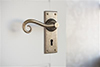 Scrolled Handle, Bristol Keyhole Plate, Antiqued Brass