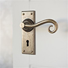 Scrolled Handle, Bristol Keyhole Plate, Antiqued Brass