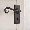 Scrolled Handle, Bristol Keyhole Plate, Matt Black