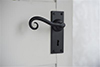 Scrolled Handle, Bristol Keyhole Plate, Matt Black