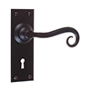 Scrolled Handle, Bristol Keyhole Plate, Matt Black