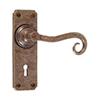Scrolled Handle, Ilkley Keyhole Plate, Antiqued Brass