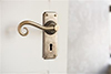 Scrolled Handle, Ilkley Keyhole Plate, Antiqued Brass