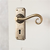 Scrolled Handle, Ilkley Keyhole Plate, Antiqued Brass