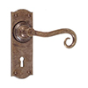Scrolled Handle, Nowton Keyhole Plate, Antiqued Brass