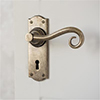 Scrolled Handle, Nowton Keyhole Plate, Antiqued Brass