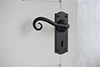 Scrolled Handle, Nowton Keyhole Plate, Matt Black