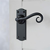 Scrolled Handle, Nowton Plain Plate, Matt Black