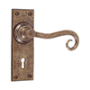Scrolled Handle, Ripley Keyhole Plate, Antiqued Brass