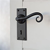 Scrolled Handle, Ripley Keyhole Plate, Matt Black