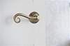 Scrolled Handle, Rowley Plate, Antiqued Brass