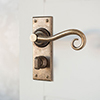 Scrolled Handle, Bristol Privacy Plate, Antiqued Brass