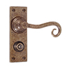 Scrolled Handle, Bristol Privacy Plate, Antiqued Brass