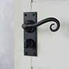 Scrolled Handle, Bristol Privacy Plate, Matt Black