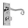 Scrolled Handle, Bristol Privacy Plate, Nickel